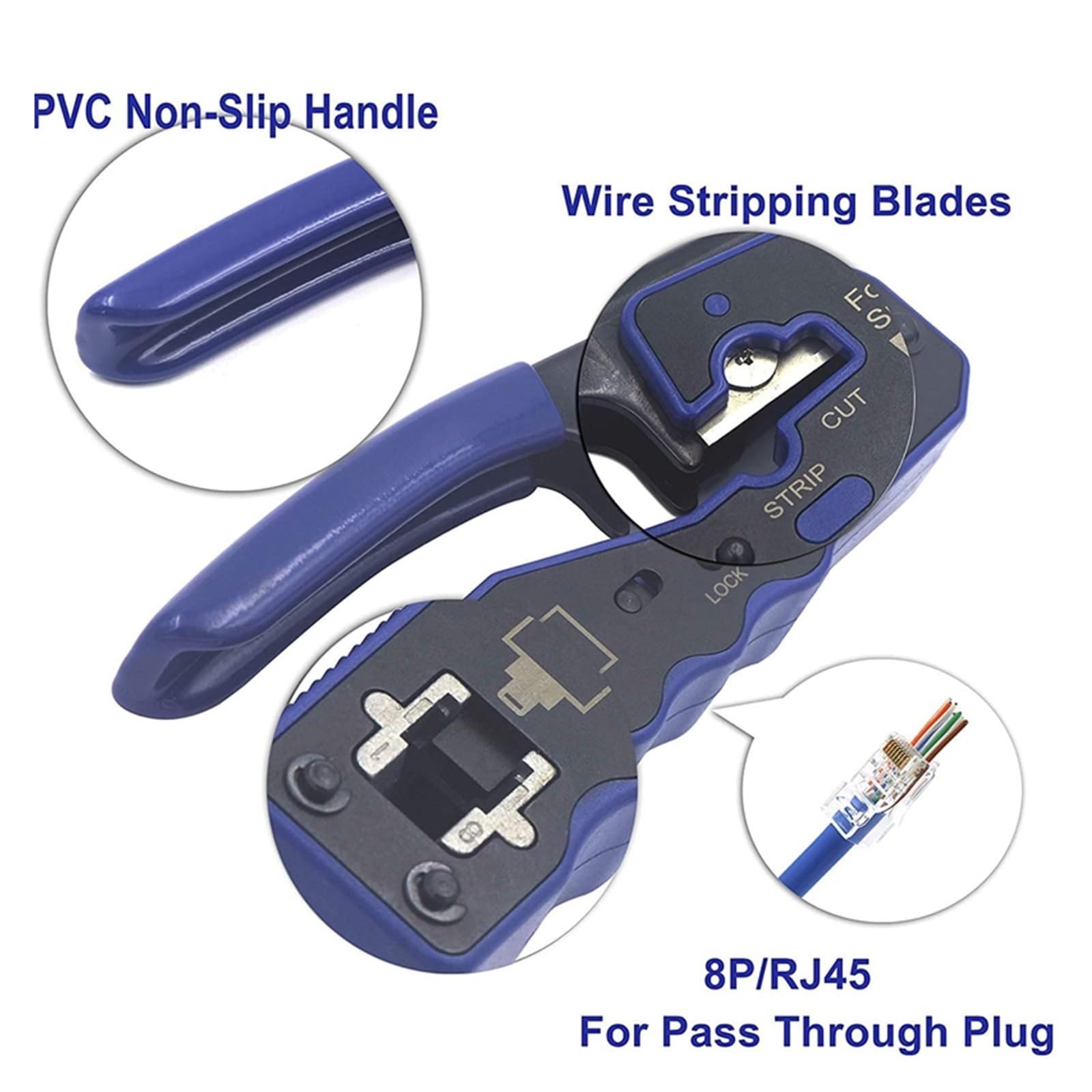 RJ45 Passer À Travers L'outil De Sertissage Câble Réseau Ethernet Pince Dénuder Cat7 Cat6 Cat5 Équipement Modulaire Mini Outils Sertissage PréCis