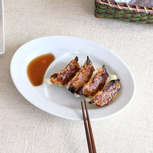 Amazon｜餃子皿 23cm 餃子4個 シュウマイ皿 仕切り皿 中華皿