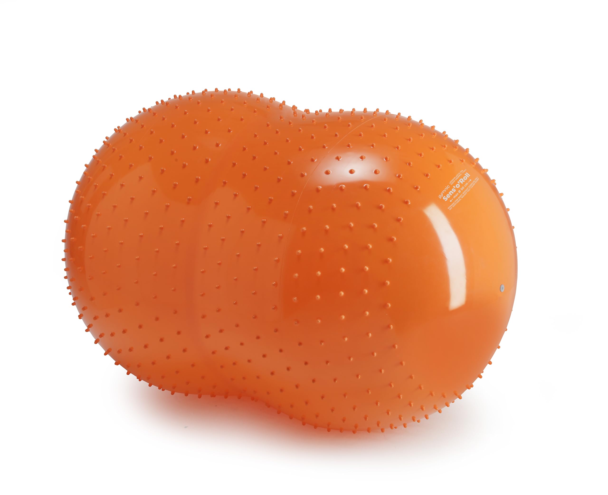 GYMNIC Sens'o'Roll Doppelball max. Ø 50 cm/L 80 cm orange für Physiotherapie und Rehabilitation mit massierenden Noppen, ideal für Gleichgewicht, Beweglichkeit und Tastsinn