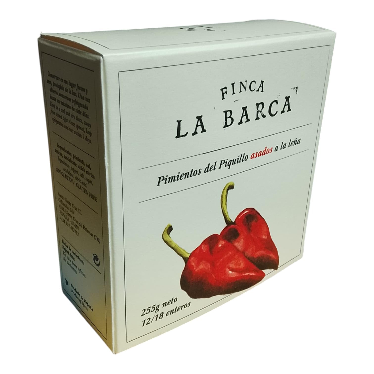 Finca La Barca Pimientos del Piquillo Asados a la Leña – Pelados a Mano – Tiernos y Enteros 12/18 – Sabor Ahumado Tradicional – Producto Gourmet 255 g