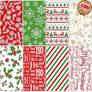 Funnlot Christmas Tissue Papers 160 Sheets Christmas Tissue Paper Sheets for Wrapping Tissue Paper Sheets Xmas Tissue Paper for Gift Bags Wrapping 50 X 35 Cm Xmas Tissue Paper 8 Assorted Designs
