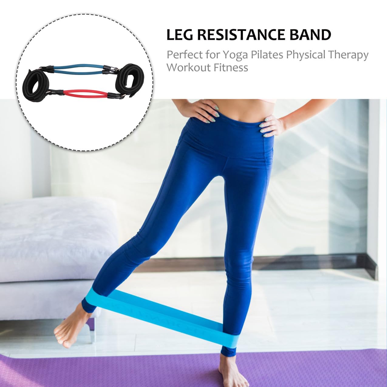 BESPORTBLE Set di 4 Fasce di Resistenza in Lattice per Gambe E Cosce da 10 Libbre E 15 Libbre Attrezzatura per Esercizi per Donne Pilates Fisioterapia