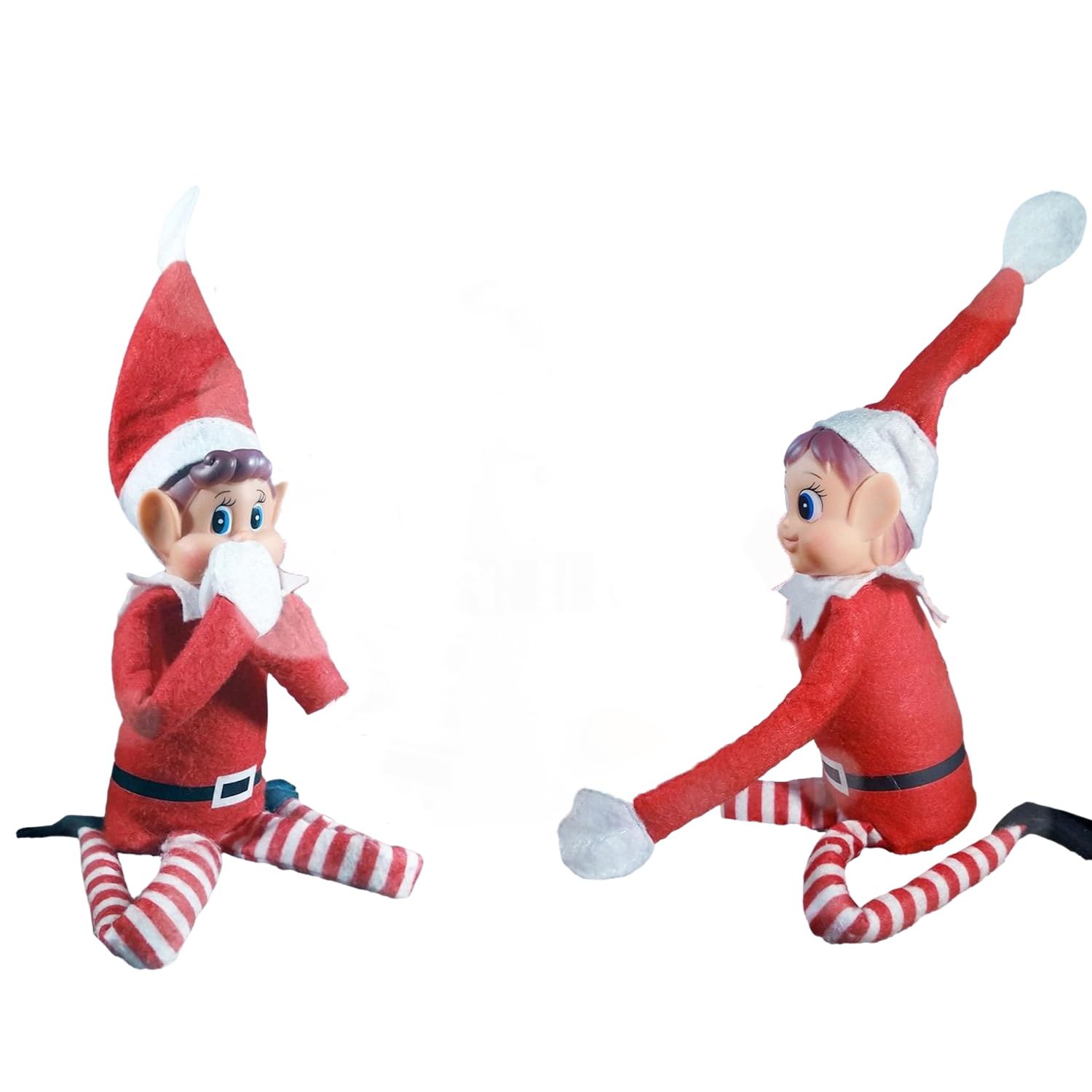 Duo Lutin Et Lutine Farceurs De Noël - Figurines Décoratives 30 Cm, Corps Souple, Visage Vinyle, Tradition Du Lutin Farceur