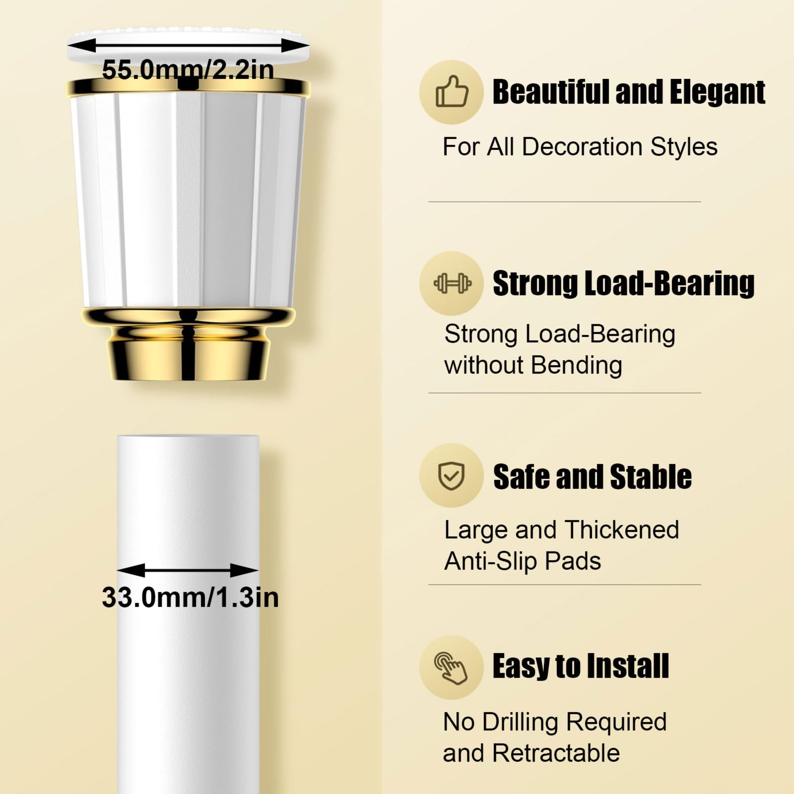 Regulowany karnisz bez wiercenia, 38 400 cm, do użytku wewnątrz i na zewnątrz, łatwy w instalacji, do domu wiejskiego, patio, sypialni i salonu (jasnofioletowy, 159 cm)