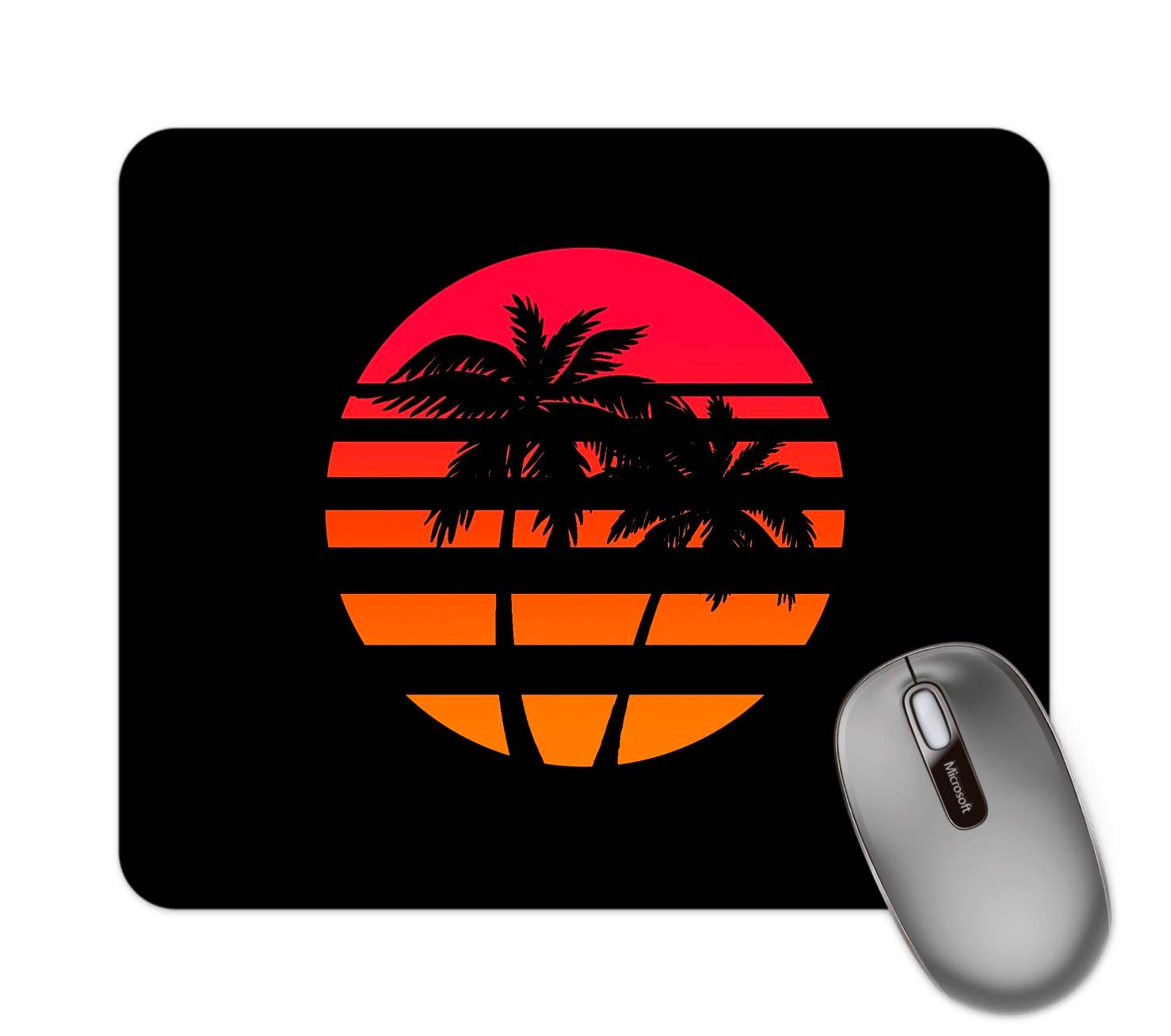 DarkBuck Mouse Pad for Laptop Gaming Desktop Water Resistance Mousepad for PC Wireless Mouse with Anti Skid Retro Wave Sun Palm