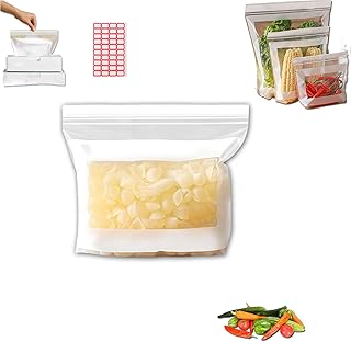 Lebensmittelechte Frischhaltebeutel, Dehorss Frischhaltebeutel, wiederverwendbare Obst- und Gemüsebeutel mit Doppelverschluss, wiederverwendbare transparente Plastiktüte für Obst und Gemüse (S)