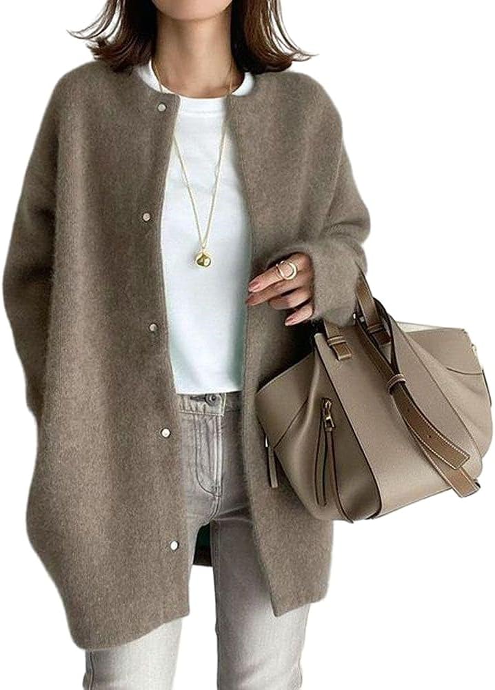 [DECI] カシミヤコートレディース、9色展開ノーカラーコート ニット ミドル丈 コート おしゃれ 暖かい 柔らかい ストレッチ 長袖 厚手 お洒落 シンプル ノノーカラージャケット レディース ケープコート レディース ウールコートノーカラー 春 秋 冬