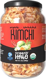 Ocean's Halo Organic Shredded Kimchi, 16 oz Shelf-Stable Jar - Clean, Fermented Korean Side Dish