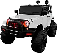 Mini Jipe Elétrico Infantil, 12V, Controle Remoto, Branco