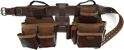 Style N Craft Combos de cinturón de herramientas Framer en cuero de grano completo marrón oscuro para zurdos personascontratistastrabajadores, Beige