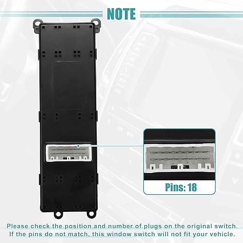 Miniatura 5 de ACROPIX Interruptor de elevalunas eléctrico delantero izquierdo para el lado del conductor sustituye a Kia Forte - Paquete de 1 negro