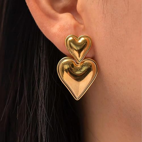Miniatura 4 de Aretes de aro gruesos de oro para mujer, ligeros, con forma de gota de agua, huecos, abiertos, de gran tamaño, hipoalergénicos, chapados en oro,
