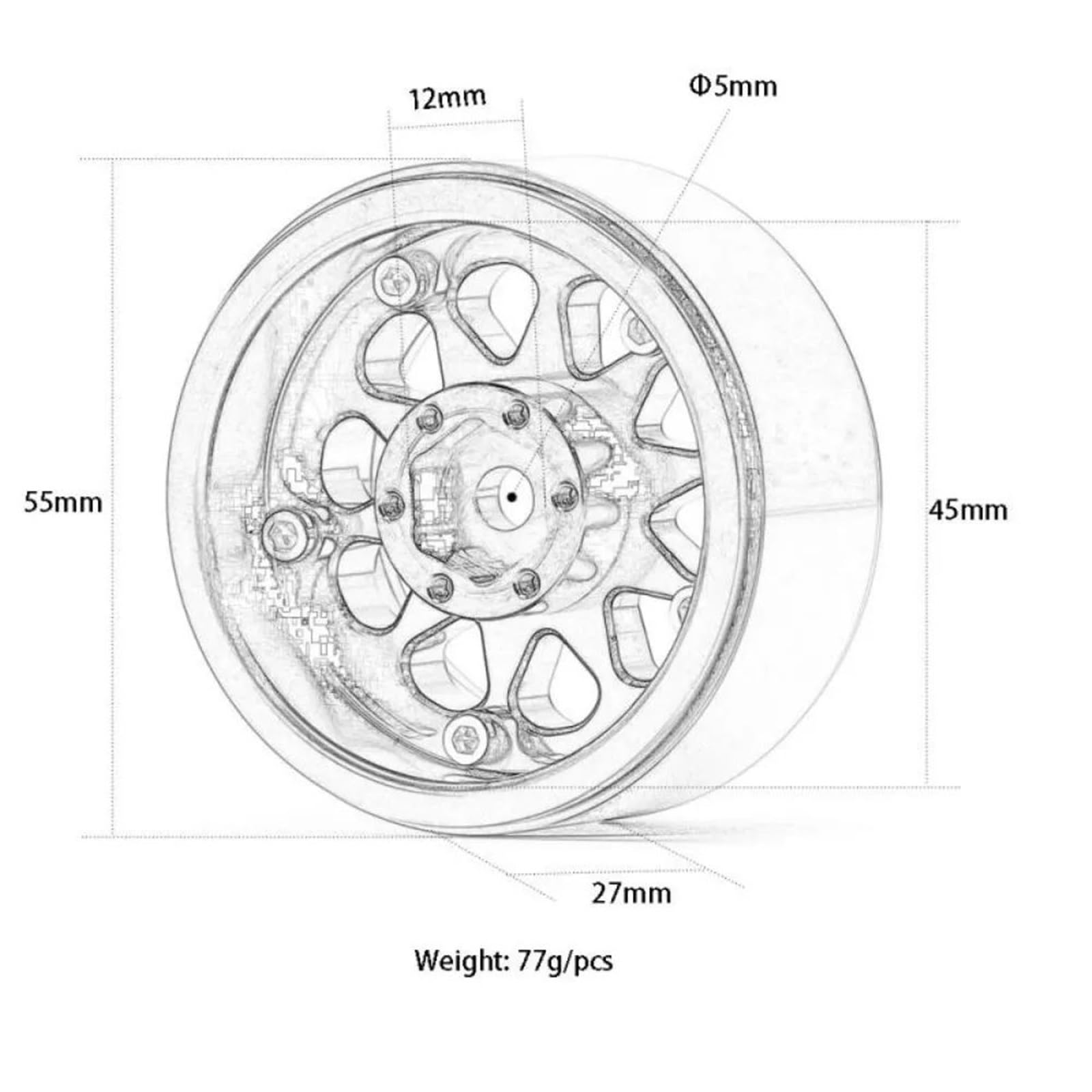 Buje Rueda 1,9 para Traxxas para TRX4 para AXIAL para Wrangler 1/10 RC Auto Accesorios
