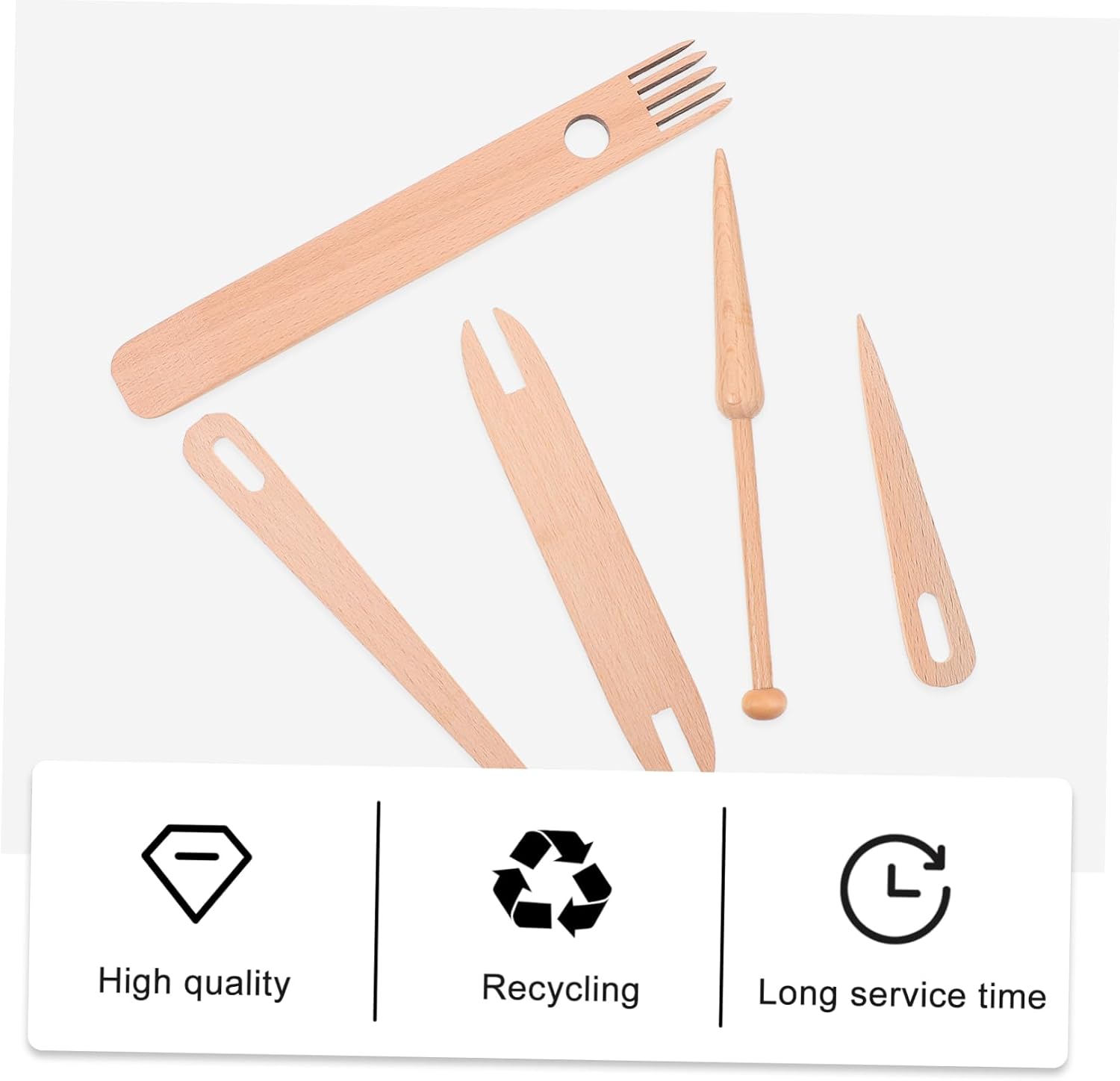 Hohopeti 3sets Weaving Tools Wooden Needles Shuttle Tapestry Bobbin Comb for Crafting and Knitting Projects Smooth Finish for Easy Weaving