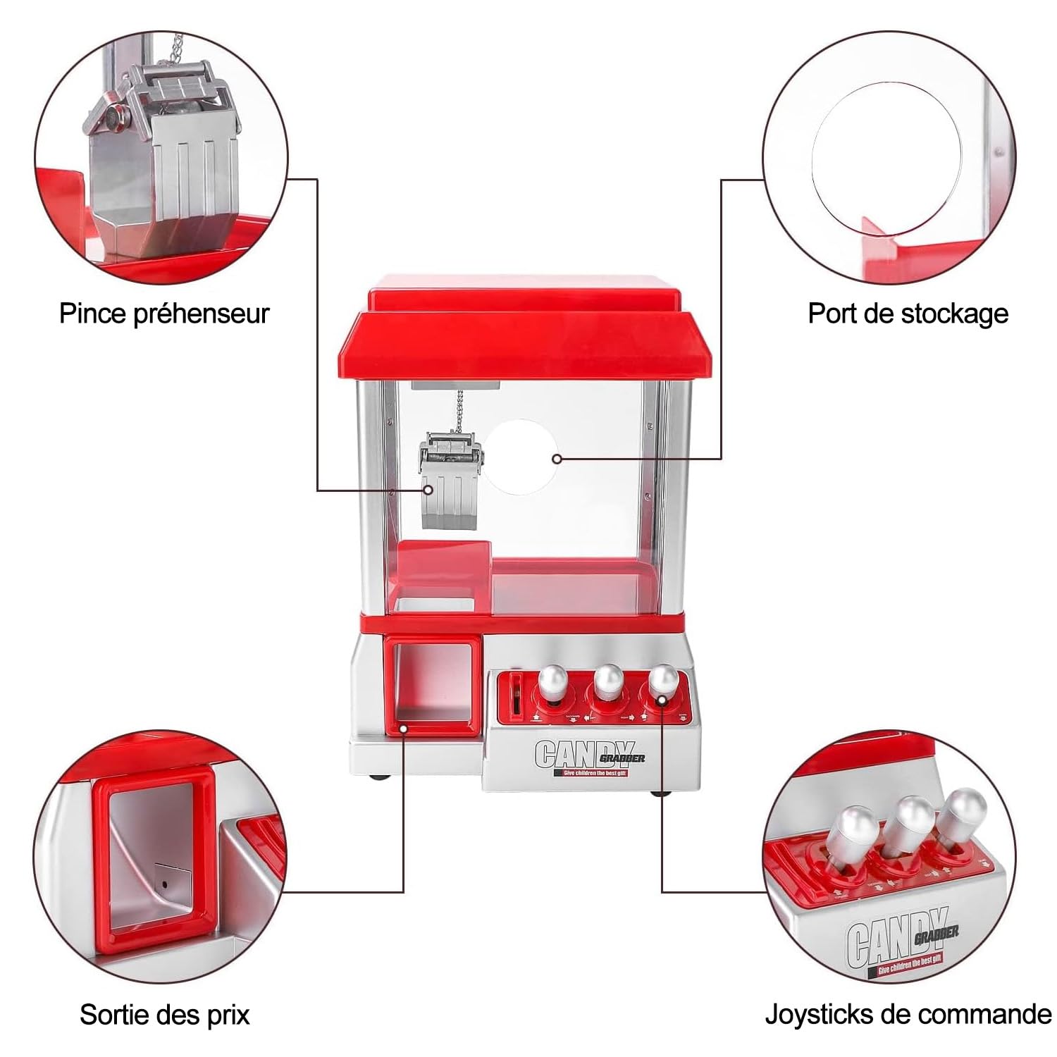 KingSaid Distributeur Bonbon – Machine à Bonbons Candy Grabber Mini Coin Pusher Musical avec 20 Jetons – Jouet Arcade à Piles pour Bonbons et Petits Jouets