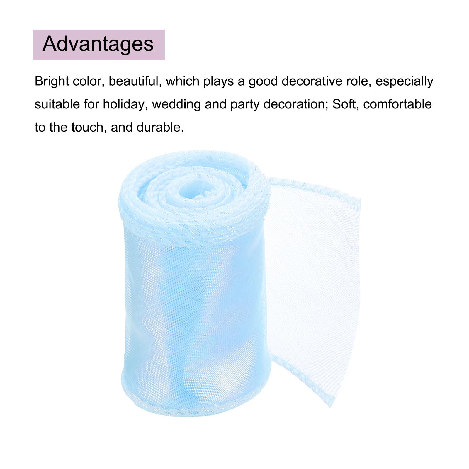 MECCANIXITY 2 3/8\" Wide Sparkly Sheer Wired Organza Ribbon Pastel Shimmer Iridescent Chiffon Ribbons 5 Yard Lemon Yellow For Gift Wrapping Bouquet Wedding Bows