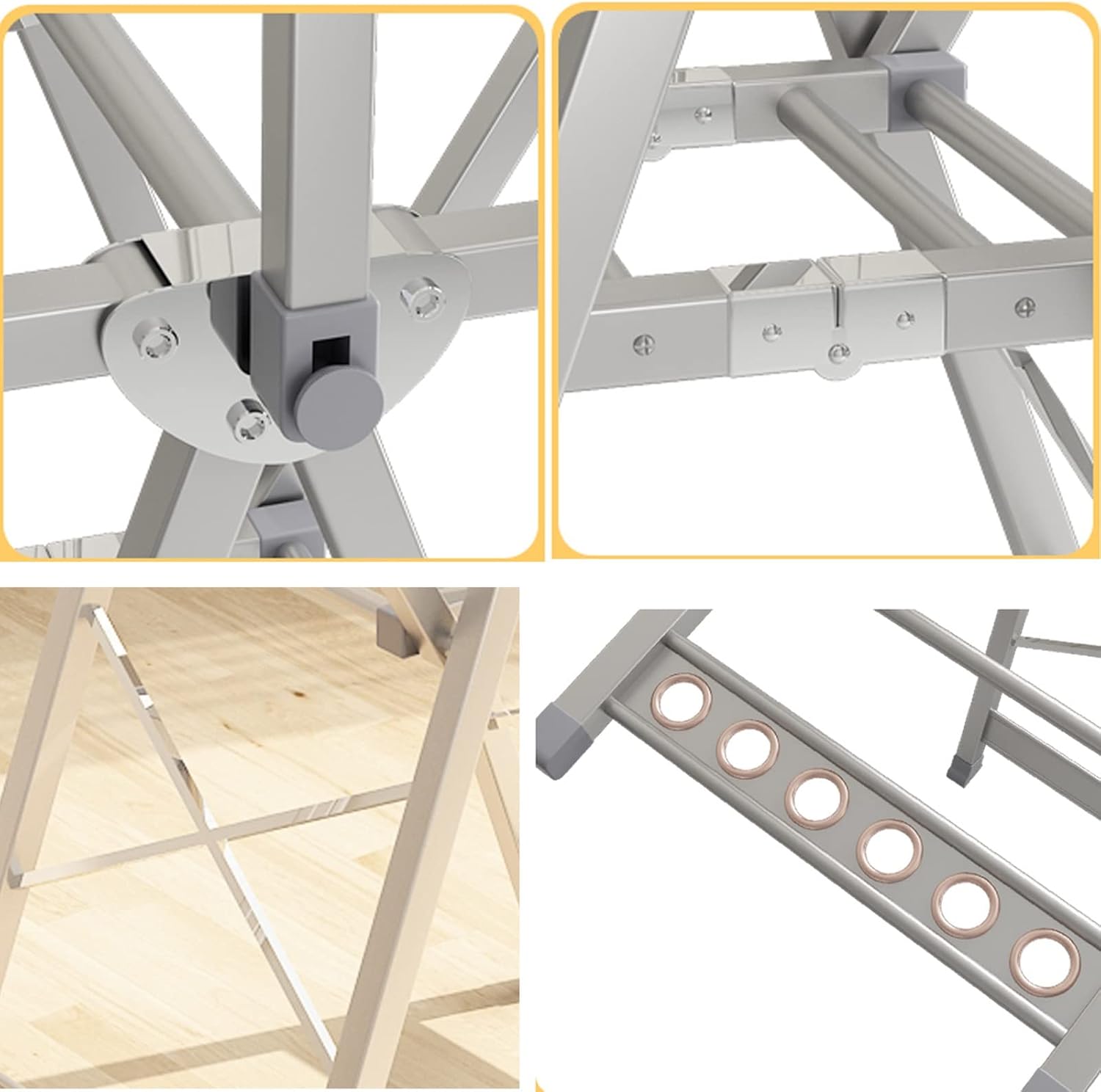 Foldable Clothes Drying Rack - Double-Layer Floor-to-Ceiling Airer, Height-Adjustable, Aluminum Alloy, Indoor/Outdoor Use, Retractable Design, Perfect for Quilts & Larger Loads