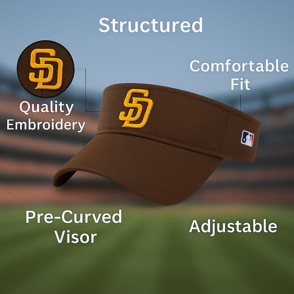 Officially Licensed San Diego Baseball Team Visor Hat MVP Adjustable Classic Embroidered Logo Cap Brown