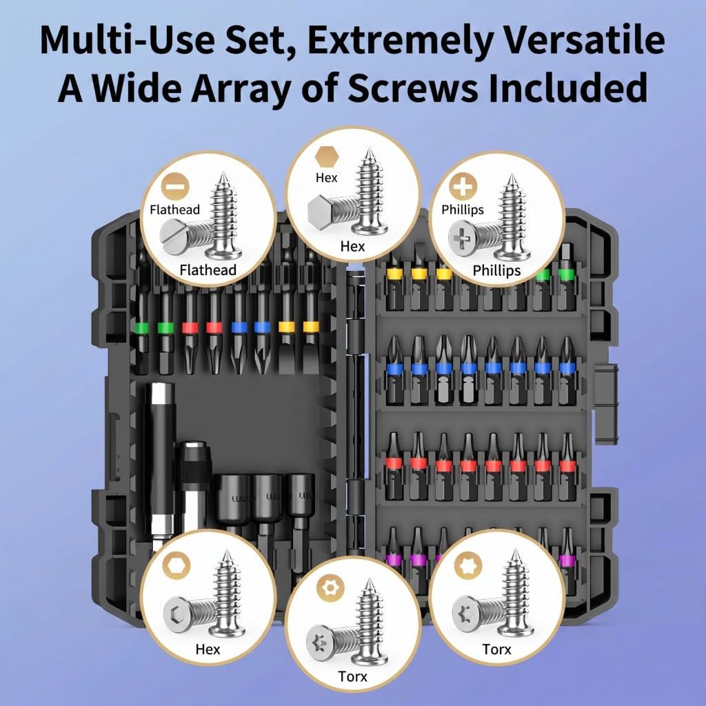 Jeu D Embouts De Vissage 45 Pieces Magnetiques Inoxydable Pour Visseuse A | Oxyde Noir, Haute Résistance, Antirouille, Magnétique, Serrage Rapide, Coffret Portable, Bricolage, 50mm
