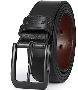 beltox fine Mens Casual Leather Jeans Belts 1 1 2 Wide 4MM Thick Alloy Prong Buckle Work Dress