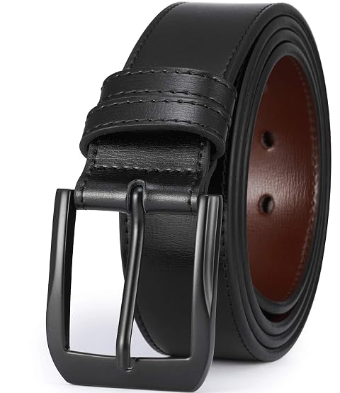 beltox fine Mens Casual Leather Jeans Belts 1 1 2 Wide 4MM Thick Alloy Prong Buckle Work Dress
