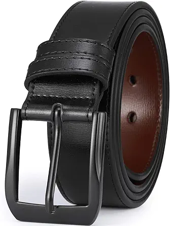 Men’s Casual Leather Jeans Belts 1 1/2” Wide 4MM Thick Alloy Prong Buckle Work Dress Belt for Men
