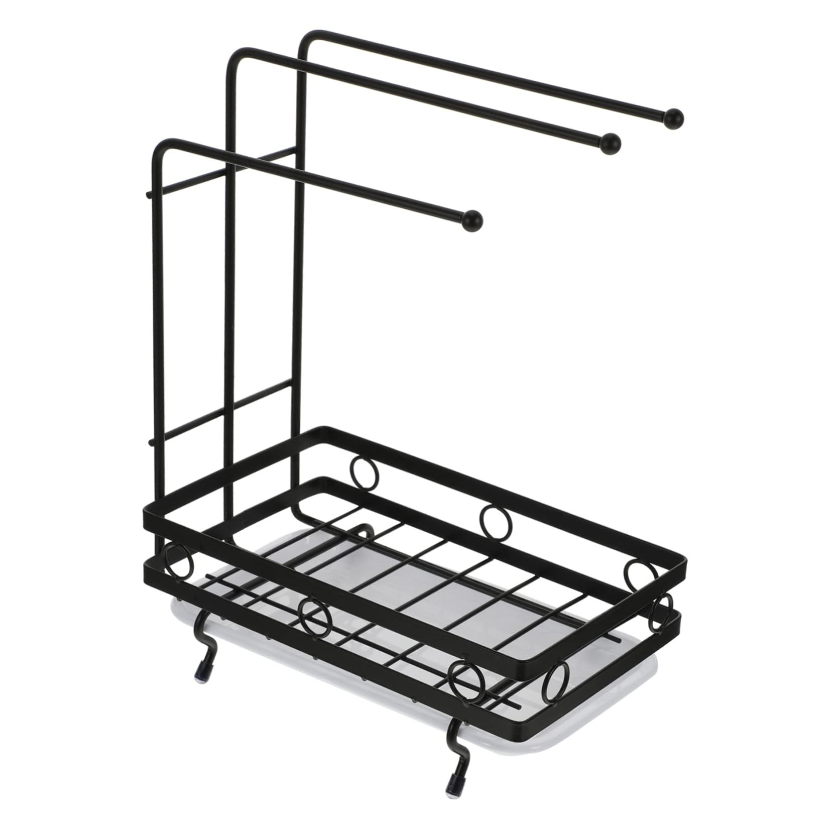 SOLUSTRE 1Pc Desktop and Wall Mounted Kitchen Sponge Dishcloth Rack Space Saving Holder for Efficient Drying and Storage Modern Design for Clean Use