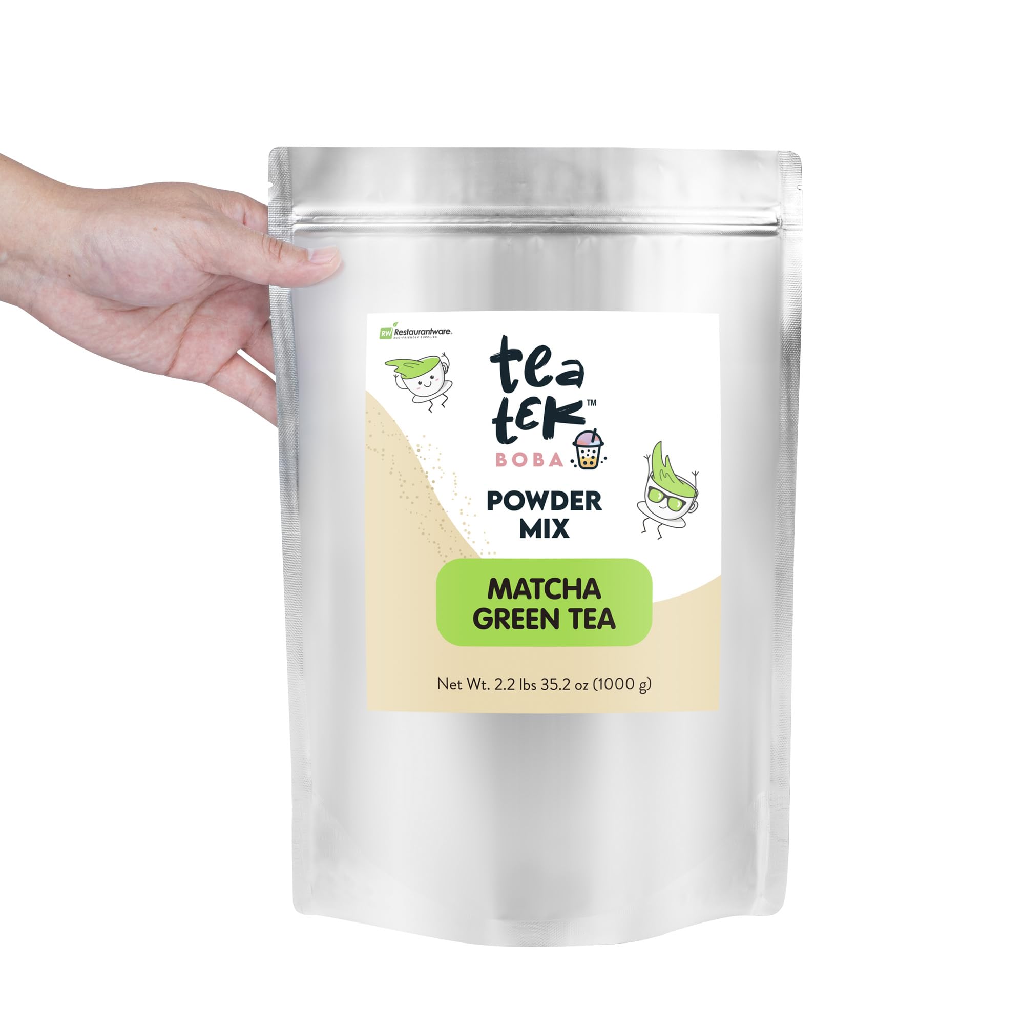 Restaurantware-Tea Tek 35 Ounce Powder Mixes 10 Resealable Powder Mixes For Beverages - Matcha Green Tea Flavoured Vaccum-Sealed — view 8