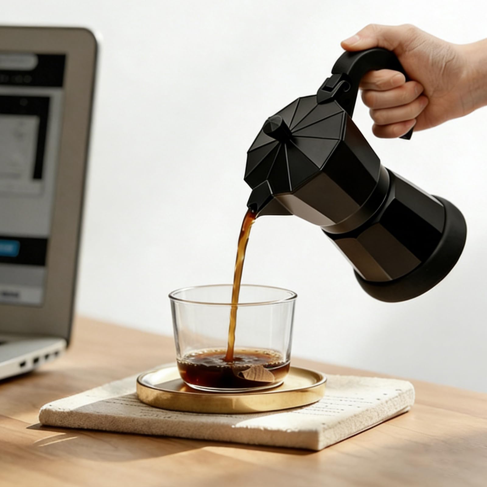 Macchina da caffè, caffettiera elettrica con base, 480 W, capacità 300 ml, per la preparazione di cappuccino, latte, caffè americano e altro ancora