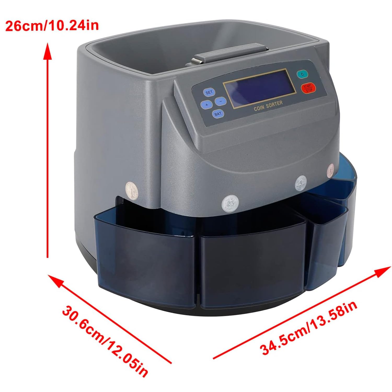 Contamonete, Selezionatrice Elettronica Di Monete Con Display LCD E 4 Cassette Di Raccolta, Design Di Distribuzione Preimpostato, Capacità Di 500 Monete, Adatta Per Aziende, Negozi, Banca, Casa