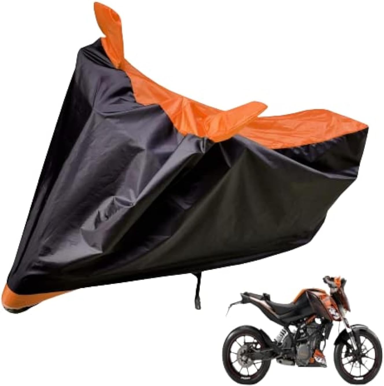 Auto Hub Water Resistant Bike Body Cover for KTM Duke 200 - Black/Orange
