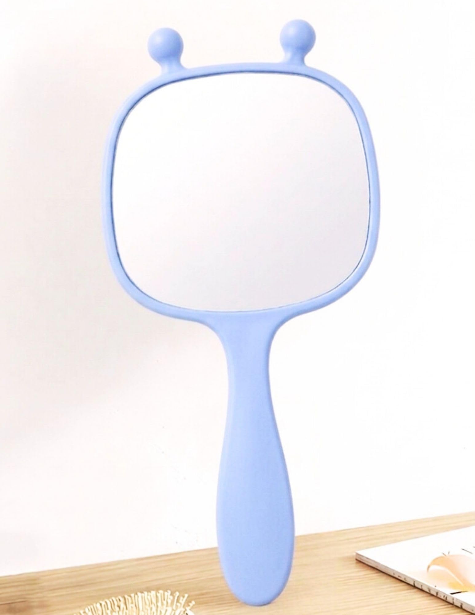 Cute rect Plastic Travel Handheld Mirror with Comfy Handle for Makeup and touchup and Daily use