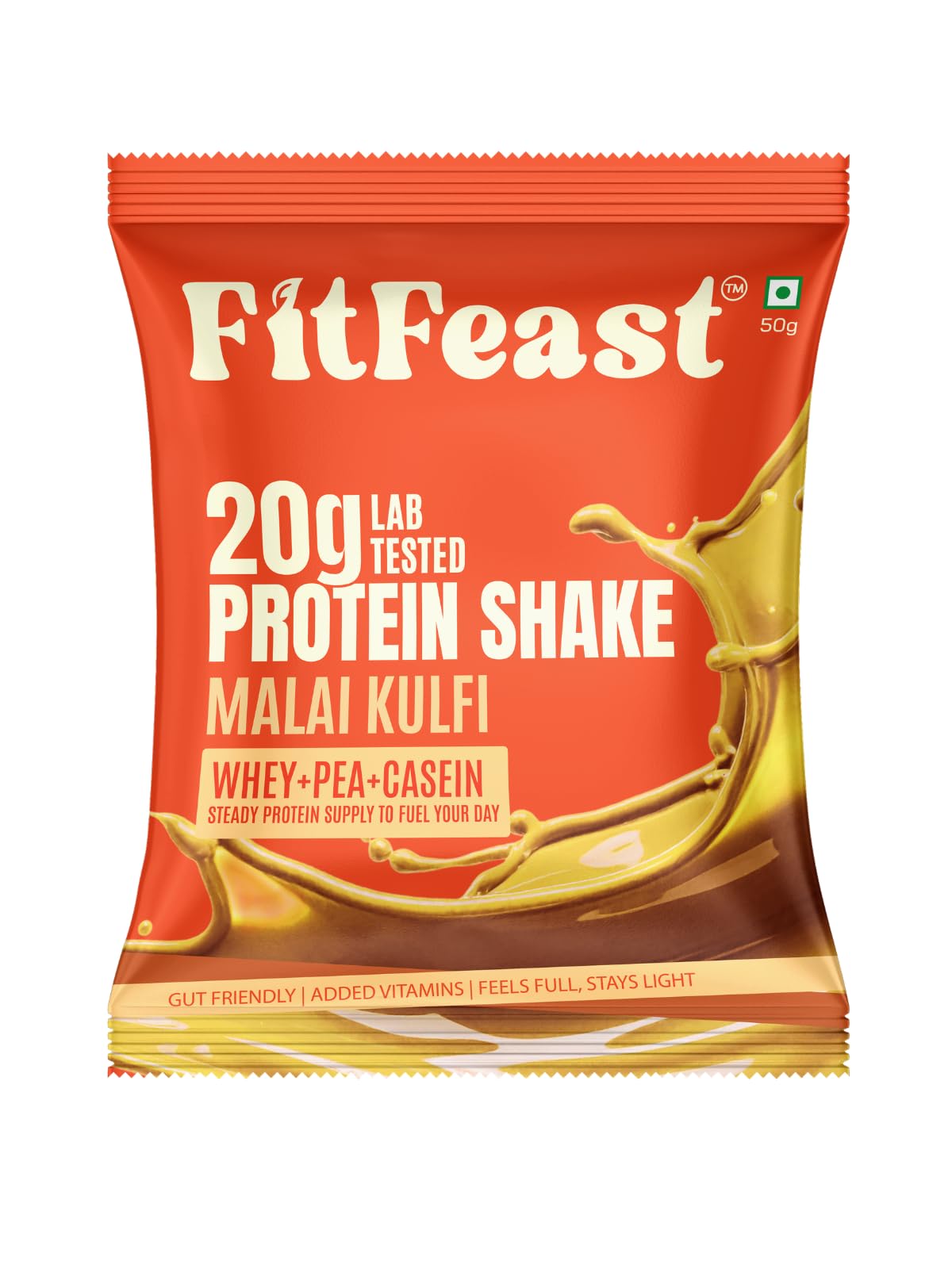 FitFeast Malai Kulfi Protein Shake Sachet | Pack of 7 | 50g Each | 20g Triple Blend Protein | 45:35:20 Whey, Pea & Casein | No Maltodextrin | 0 Added Sugar | As Seen on Shark Tank-image-41