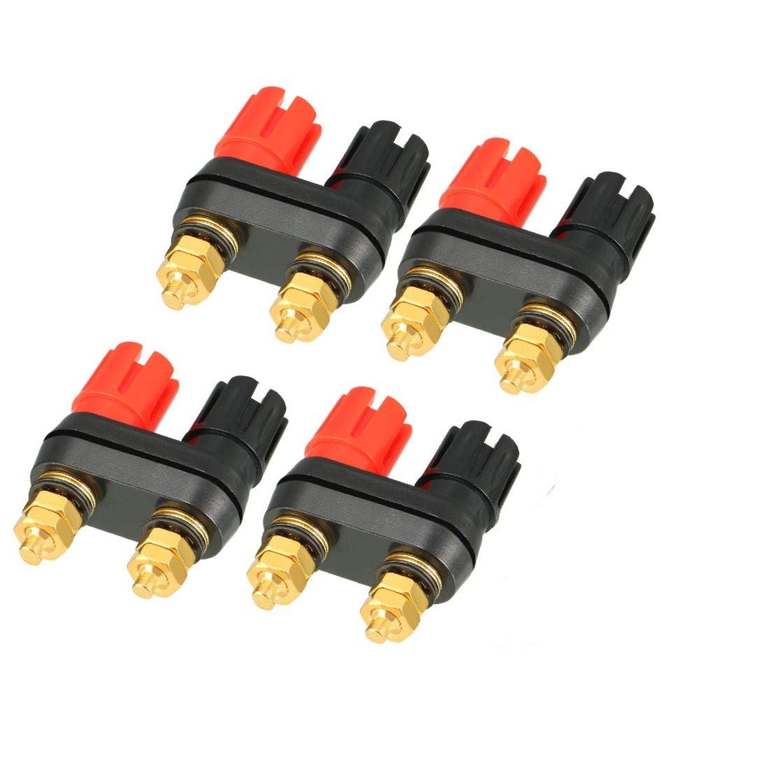 QMseller bnafes 4 Pack Dual 4mm Banana Plug Jack Socket Binding Post for Speaker Amplifier Terminal