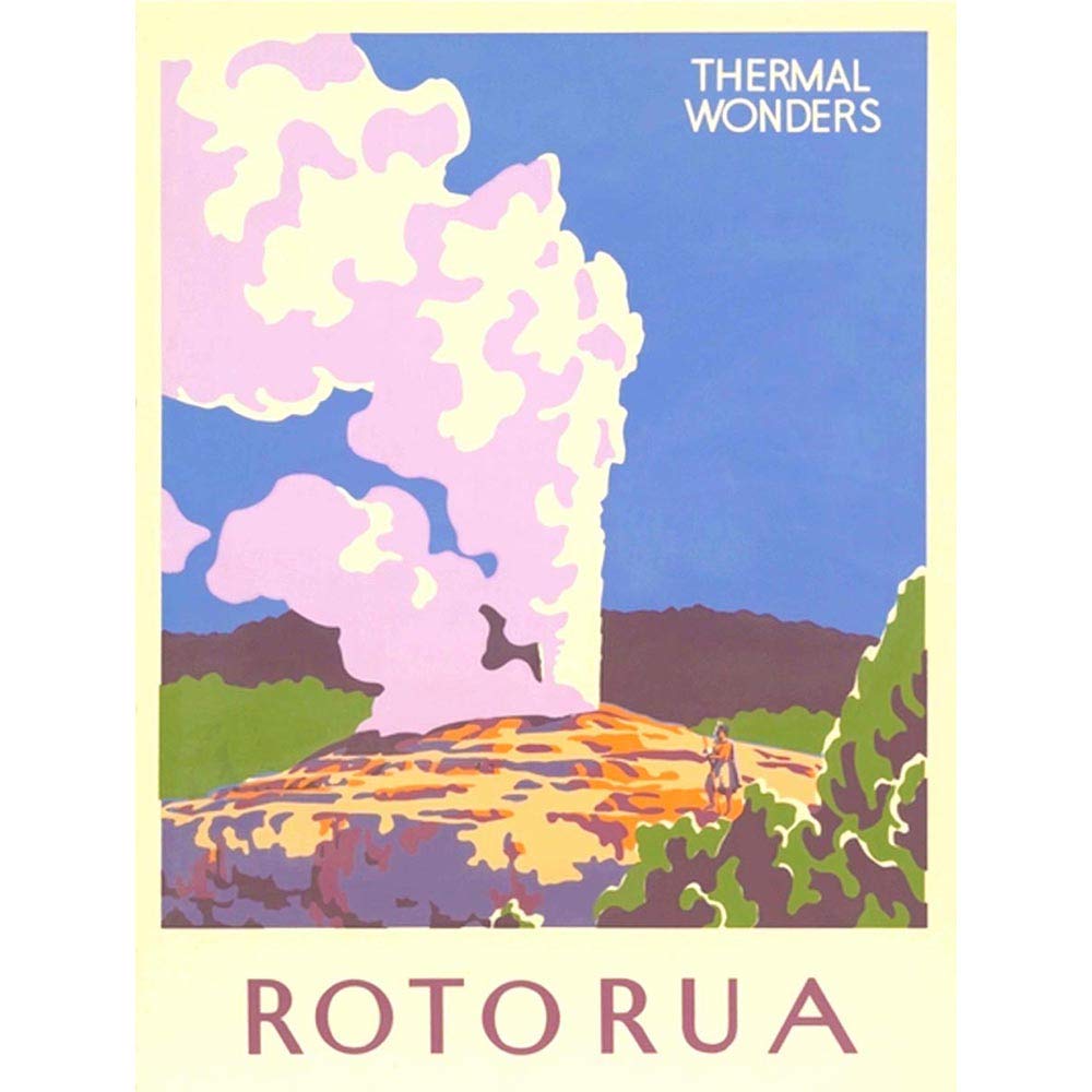 Wee Blue Coo Travel Tourism Zealand Thermal Wonders Geyser Rotorua Art Print Poster Wall Decor 12X16 Inch