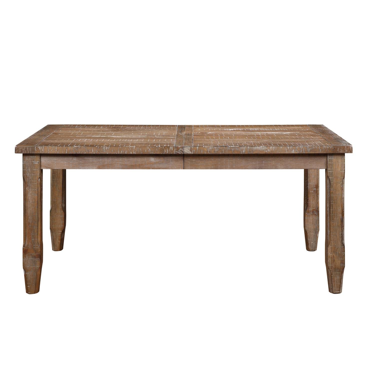 Steve Silver Furniture Modern Ranch Dining Distressed Heirloom Aesthetic, 80-Inch Length with Leaf, Driftwood Finish, Chamfered Legs Table, Brown