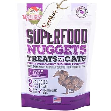 Tails Nation X Boo Boo's Best (Superfood Nuggets Treats for Cats Duck Recipe - Savory Smoky Morsels with Vibrant Superfood Fruits, Vegetables & Spices 60 gm)