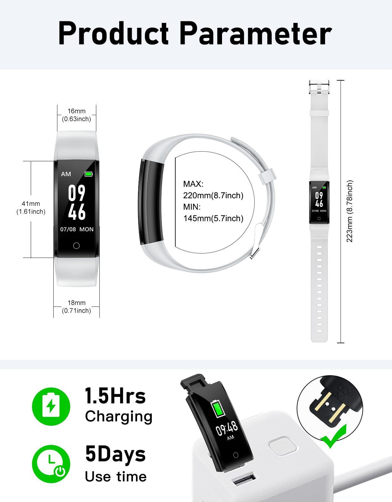 GRV Orologio Contapassi da Polso senza Bluetooth senza APP Pedometro Orologio Fitness Tracker Semplice Conta Calorie KM Sonno Distanza Impermeabile IP68 per Donna Uomo Anziani Bambini