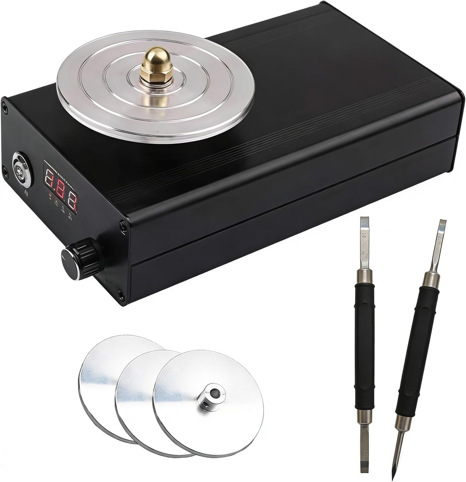 Carving Tool Grinding Machine, Graver Grinder Polisher, Engraving Disk Grinding Machine, Compact Graver Polisher, 0-3000 RPM, with 3 Diamond Wheel, for Engraving Cutter, Sharpening