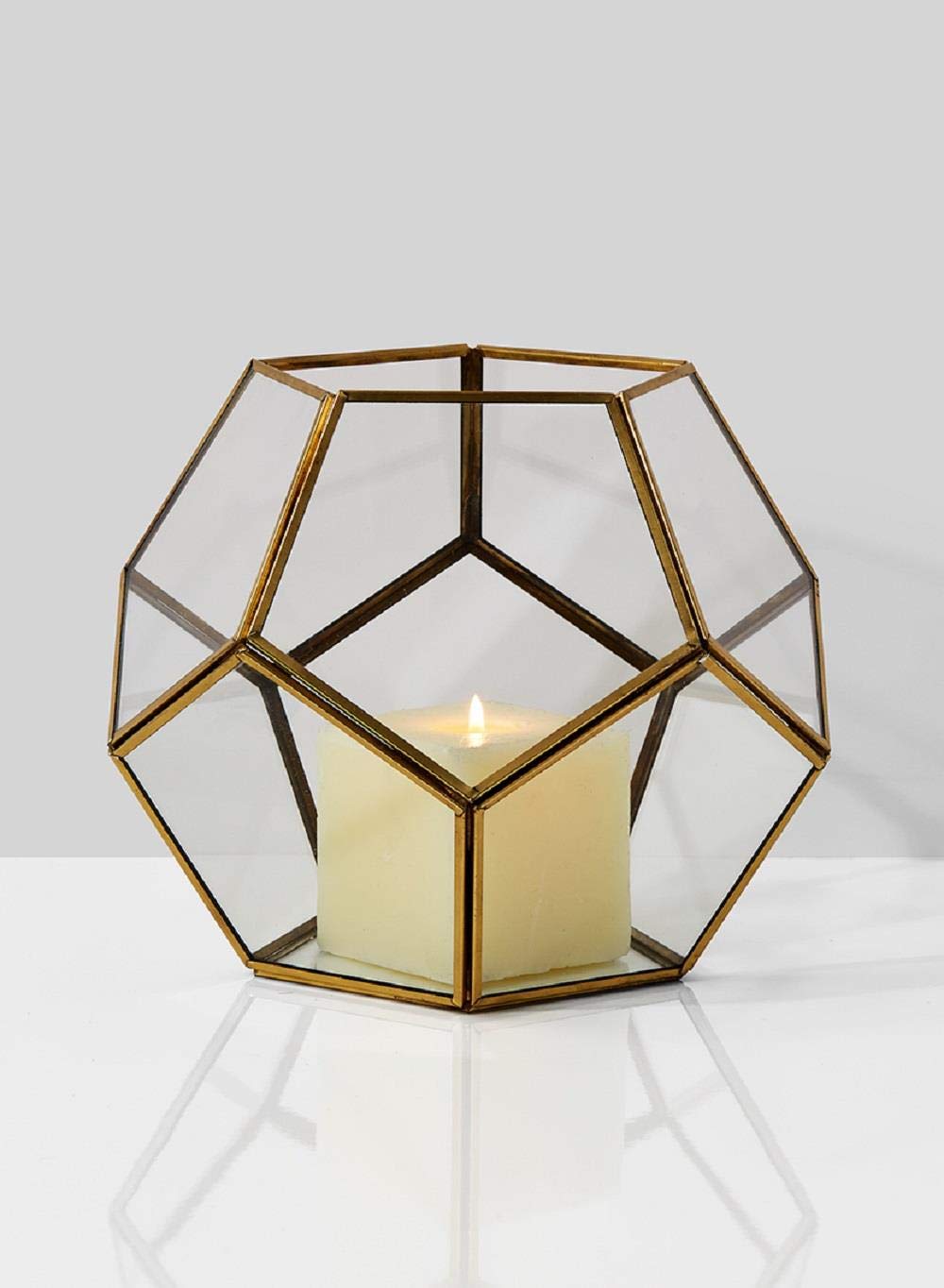 Serene Spaces Living Medium Clear Glass Honeycomb Candleholder, Measures 8 inches Tall, Sold Individually