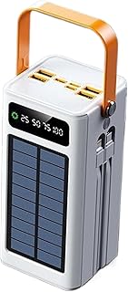 Solar Power Bank, 120W Power Bank esterno, kit di sopravvivenza da 50000 mAh con luce, 4 uscite, 3 input, cavi integrati per campeggio, escursioni, pesca, attività all'aperto