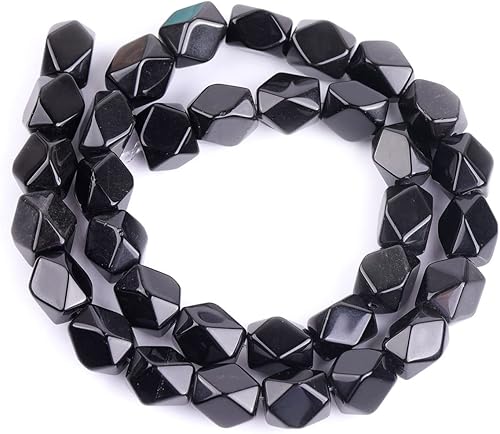 Miniatura 5 de Cuentas de obsidiana negra para hacer joyas, piedras preciosas naturales, semipreciosas, 0.354 x 0.433 in, facetadas de 15 pulgadas JOE FOREMAN