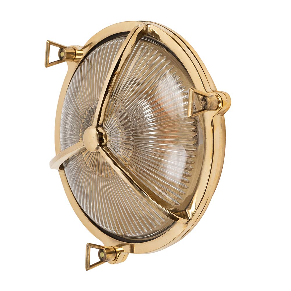 The Soho Lighting Company Light The Soho Ing Company Carlisle Lacquered Solid Brass Ip66 Half Cover Prismatic Glass Outdoor & Bathroom Wall