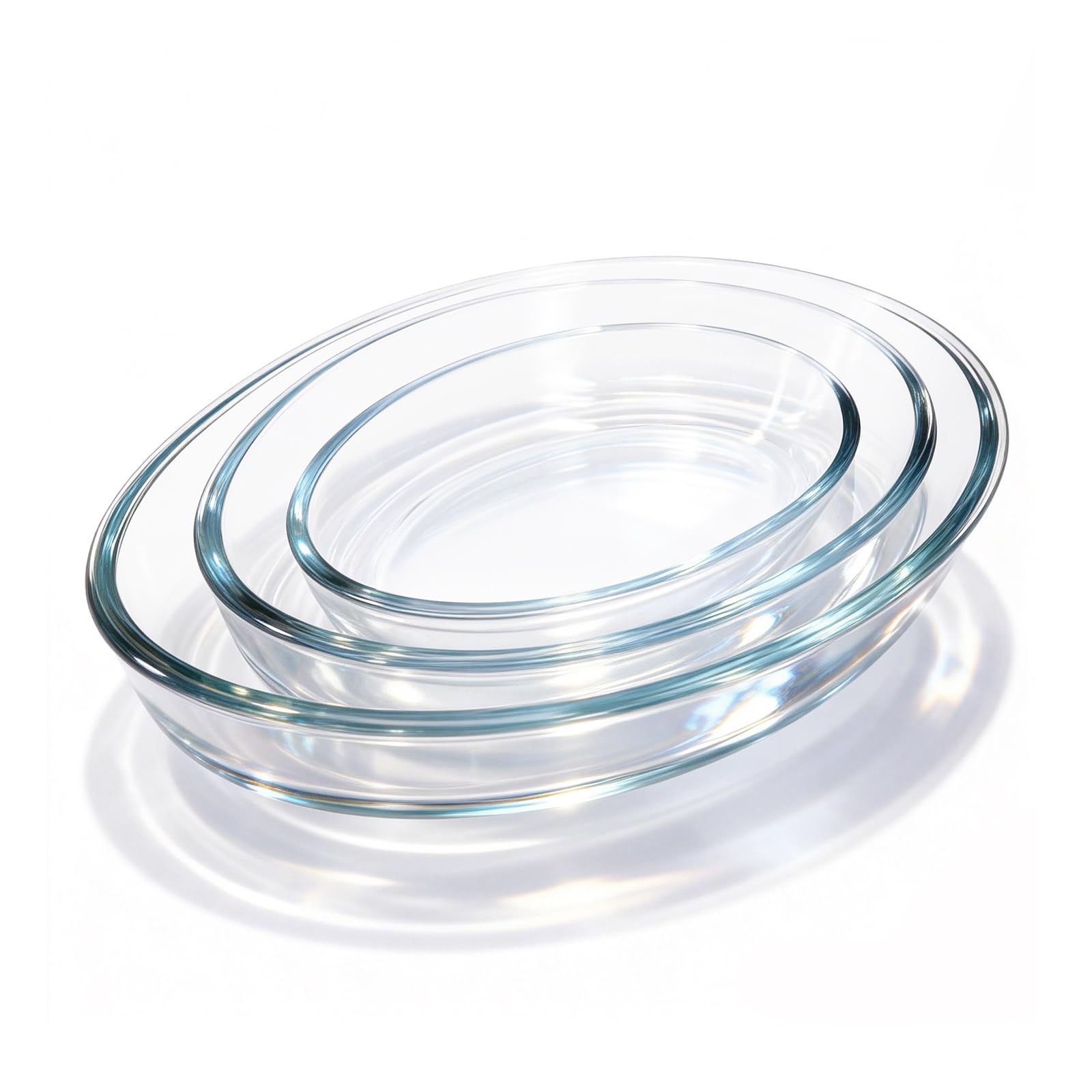 Platos de vidrio para hornear juego de 3 fuentes de cocina 0.7l 1.6l 2.4l