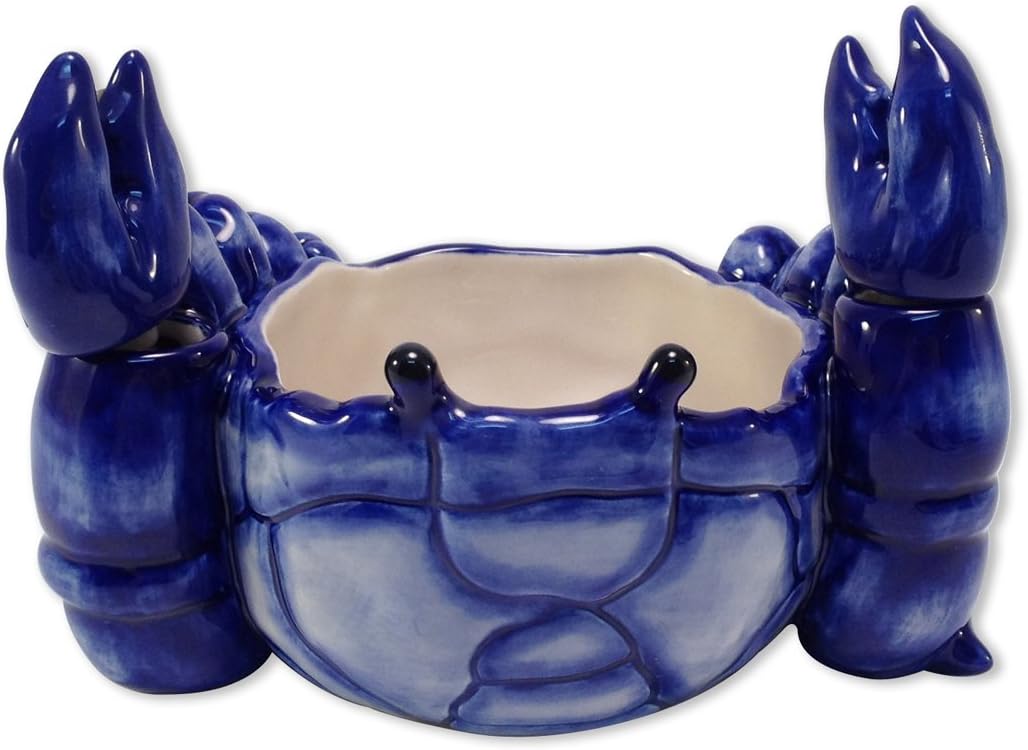 Blue Sky Ceramic Crab Butter Bowl, 7 x 5 x 5", Blue