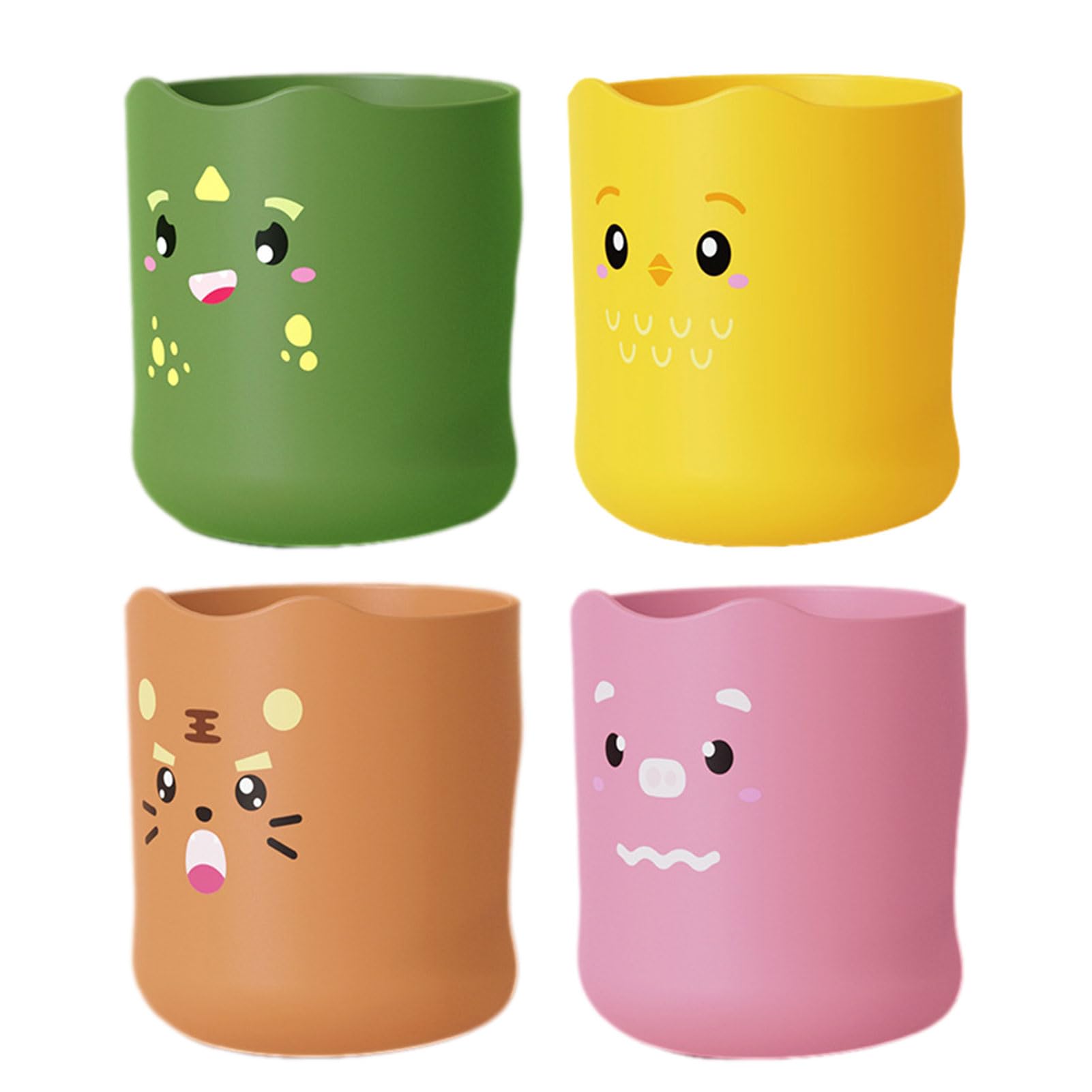 Awakentti Boys As Shown 4Pack Kids Toothbrush Cup, Unbreakable Toothbrush Cup, Adorable Bathroom Accessories, 300Ml Cartoon Toothpaste Holder And Cup For Kids, Girls