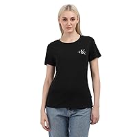 Calvin Klein T-Shirt Donna Maniche Corte Confezione da 2 Monologo Slim Scollo Rotondo
