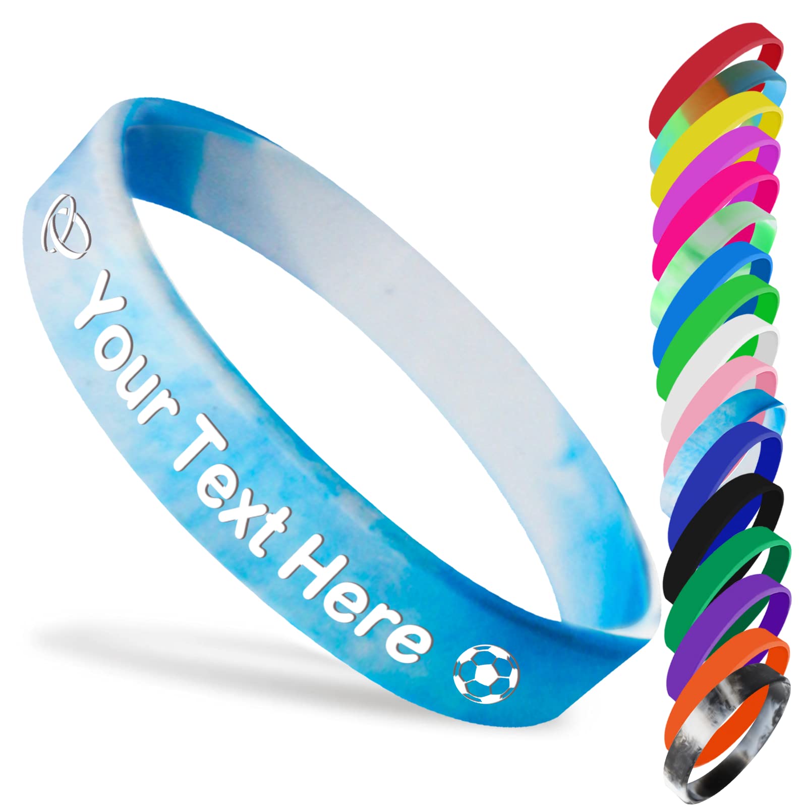 Busparst 200Pcs Custom Silicone Wristbands Bulk for Events Logo Personalised Silicone Bracelets Customized Wristbands for Party Bands Festival Sports Fundraisers Wedding