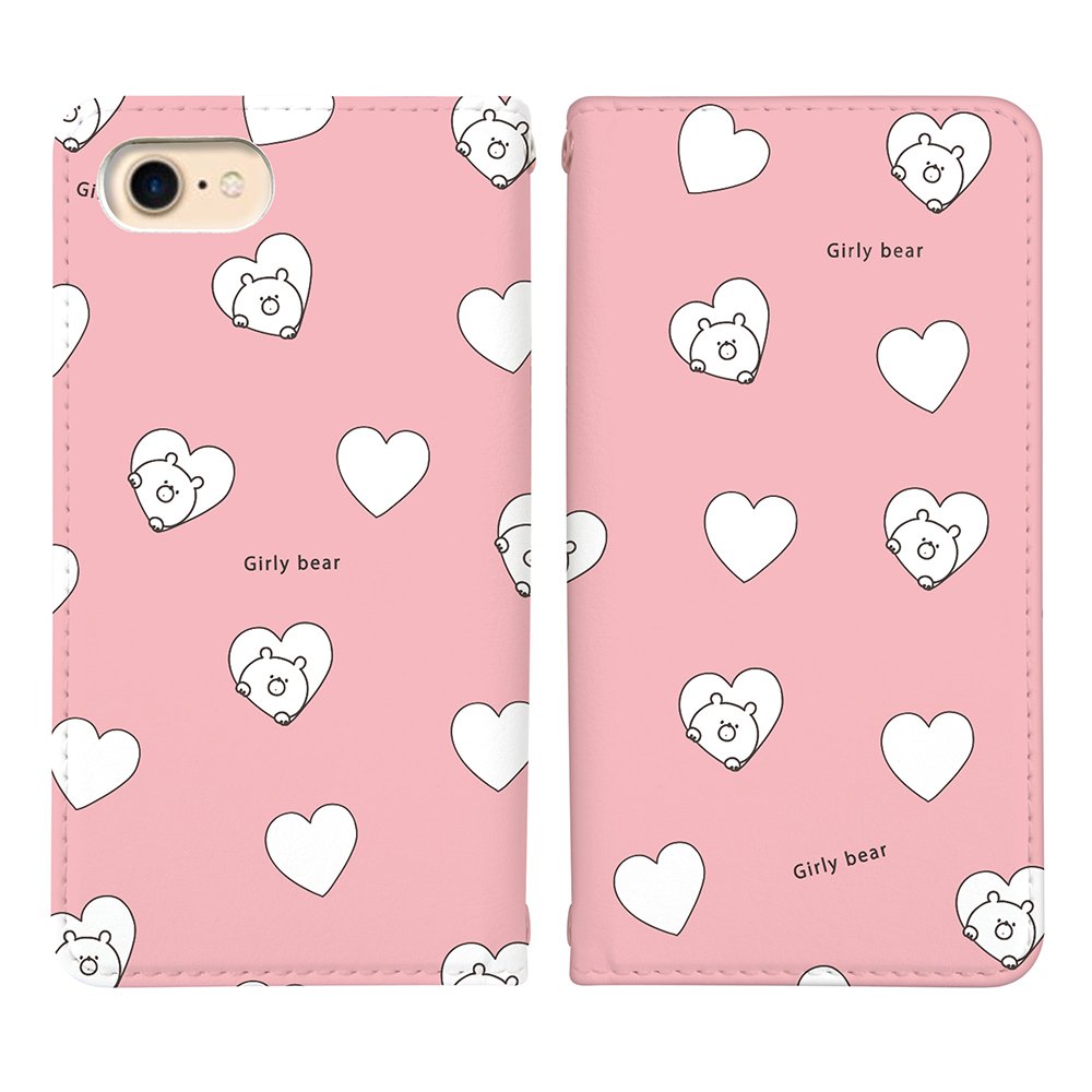 Amazon Co Jp スマホケース 手帳型 F 06f ケース かわいい キャラクター 動物 アニマル くま クマ Line スタンプ Naonao3 デザイン おしゃれ 0317 A ぴんくハートくまさん らくらくホン F 06f カバー らくらくスマートフォン3 F 06f ラクラクスマートフォン スリー