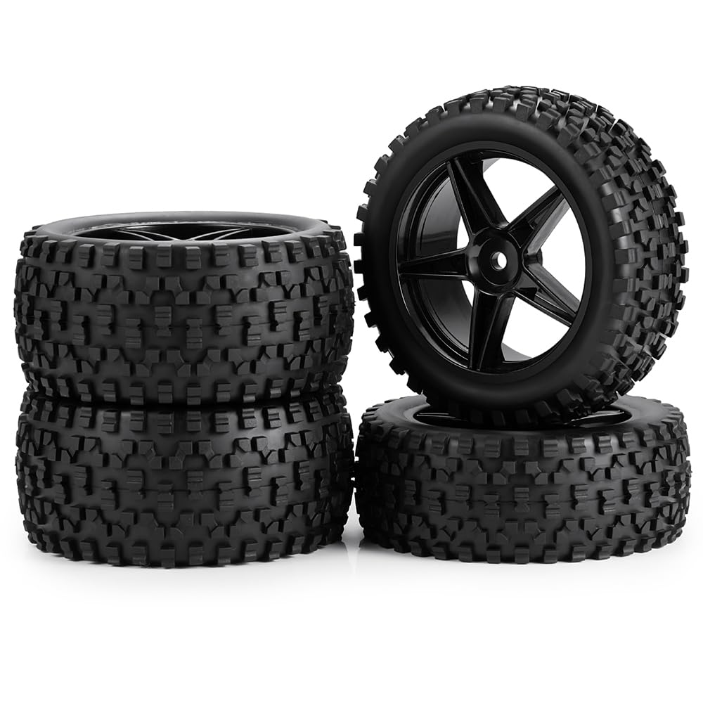 MOHERO 4Pcs 1/10 RC Wheels and Tires Sets for TT02 1/10 RC On Road Racing Car Drift Touring Car Upgrade Part (B)